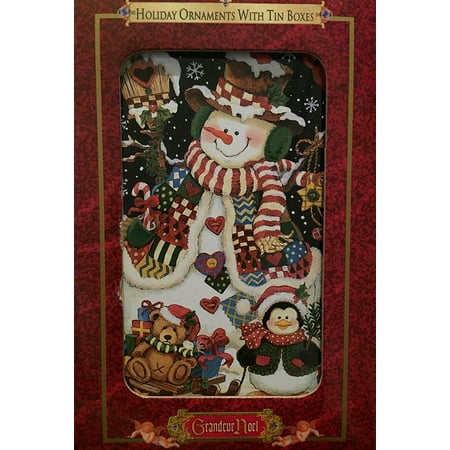 Noel Snowman - Grandeur Noel Holiday Ornament with Tin Box #10023S Snowman & Winter Friends