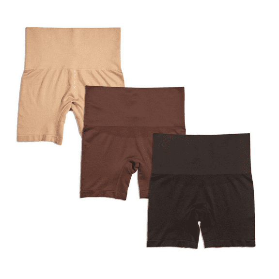 Yummie Seamless Shaping Shortie 3-pack in Almond/Coffee Bean/Black, M/L (607703)
