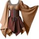thumbnail image 1 of Trajes medievales renacentistas para mujer, vestido con corsé pirata, vestido corto irlandés tradicional con manga acampanada, 1 of 5