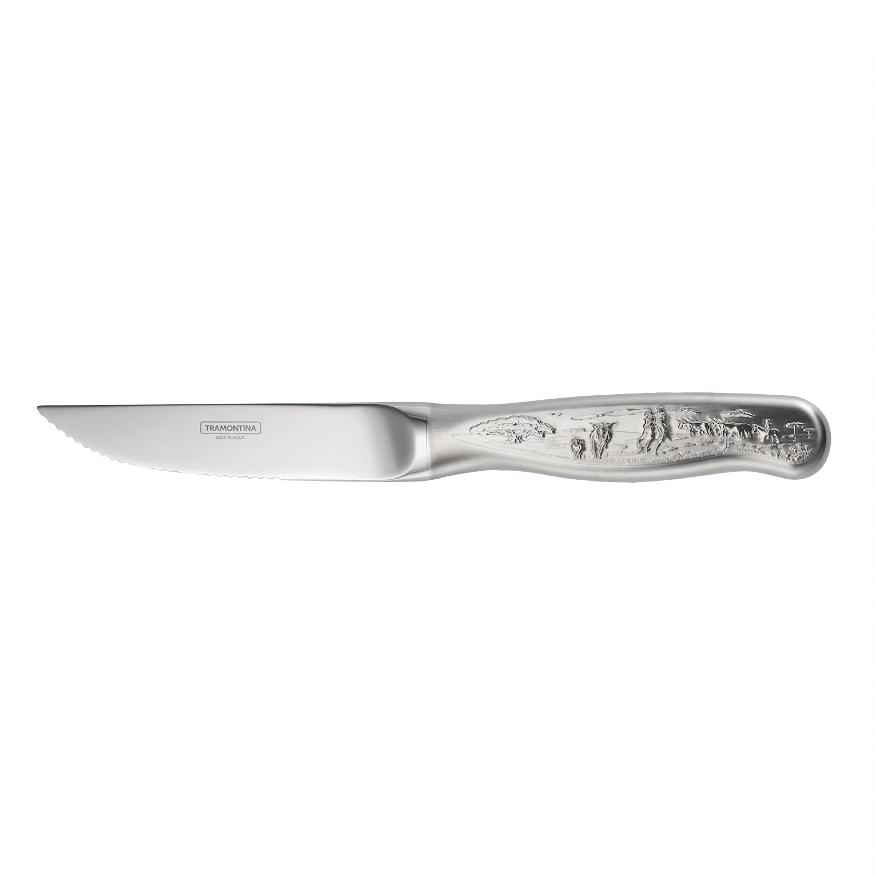 Tramontina Churrasco BBQ 8-Piece Forged Embossed Stainless Steel Steak Knife and Fork Set, Dishwasher Safe