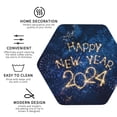 thumbnail image 3 of Pofeuu Beautiful New Year 2024 Print Coasters for Drinks, 4Pack PU Leather Coasters, Bar Drink Coasters for Tabletop Protection, Furniture from Damage-Hexagon, 3 of 6