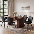 thumbnail image 3 of Hawsaiy Dining Table Set for 4, 78" Farmhouse Dining Table with 4 PU Leather Dining Chairs, Large Kitchen Table Set with Crossed Metal Leg Chairs for Dining Room(Walnut +Black), 3 of 8
