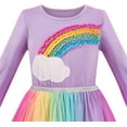 thumbnail image 3 of Girls Dress Tulle Skirt Rainbow Color 3D Ruffle Long Sleeve 5 Years, 3 of 5
