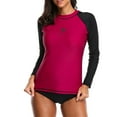 thumbnail image 3 of Attraco Women's Long Sleeve Rash Guard Color Block Swimwear UPF 50+ Running Swimming Shirt, 3 of 5