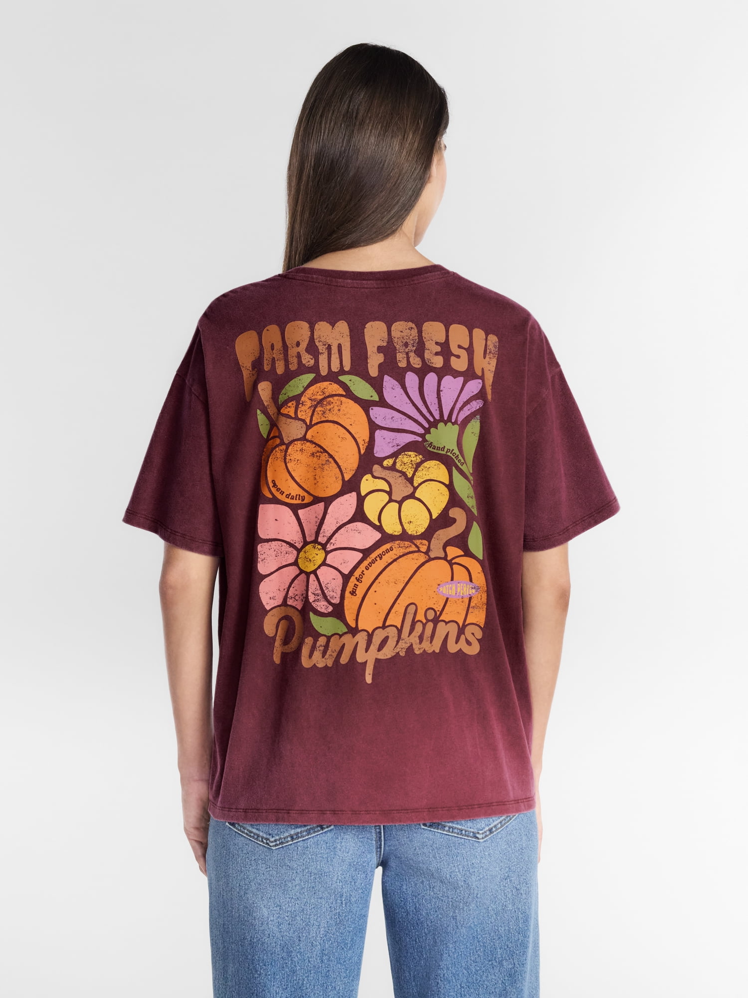 Women's Farm Fresh Pumpkins Graphic Seasonal Fall Tee, from Positivitees, Sizes S-4X
