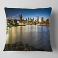 thumbnail image 2 of Designart Distant View of Brooklyn Bridge - Cityscape Throw Pillow - 18x18, 2 of 5