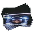 thumbnail image 1 of Ambesonne Space Place Mats Set of 4, Funny Astronaut Cat Humor, Standard Size, Blue White, 1 of 6