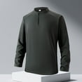 thumbnail image 4 of Timoontee Men's Fleece Lined Tops Spring Fall Warm Shirts Loungewear Shirt Casual Long Sleeve Stand Collar Shirts Solid Quarter Zip Pullover Army Green XL, 4 of 8
