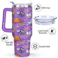thumbnail image 3 of 40 Oz Purple Halloween Tumbler with Handle and Straw, Double Wall Vacuum Reusable Stainless Steel Water Bottle Leak Proof Insulated Travel Mug Scary Iced Coffee Cup, for Iced or Cold Beverages, 3 of 7