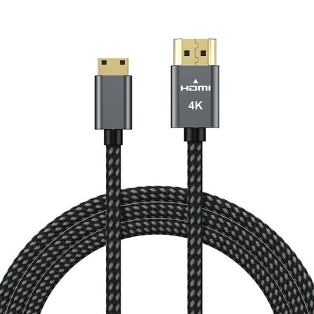 4K HDMI 2.0 Cable, 6ft High Speed 18Gbps Mini HDMI to HDMI Cable, 4K 60Hz HDR, 3D, 2160P, 1080P, Ethernet - Braided Cord 32AWG, Audio Return (ARC) Compatible MacBook Pro, UHD TV