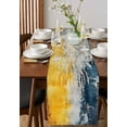 thumbnail image 4 of Blue Yellow Abstract Art Table Runner 120 Inches, Modern Art Bed Runner Dresser Scarves Tabletop for Indoor Outdoor Parties/Ceremony/Banquet, 13"x 120", 4 of 8