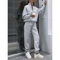 thumbnail image 4 of Conjunto Deportivo de 2 Piezas para Mujer: Sudadera de con Media Cremallera y Pantalón de Chándal Gris S, 4 of 8