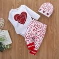 thumbnail image 3 of Fesfesfes Infant Baby Bodysuit Girls Valentine's Day Hearts Romper Letter Printed Pants Outfits, 3 of 9