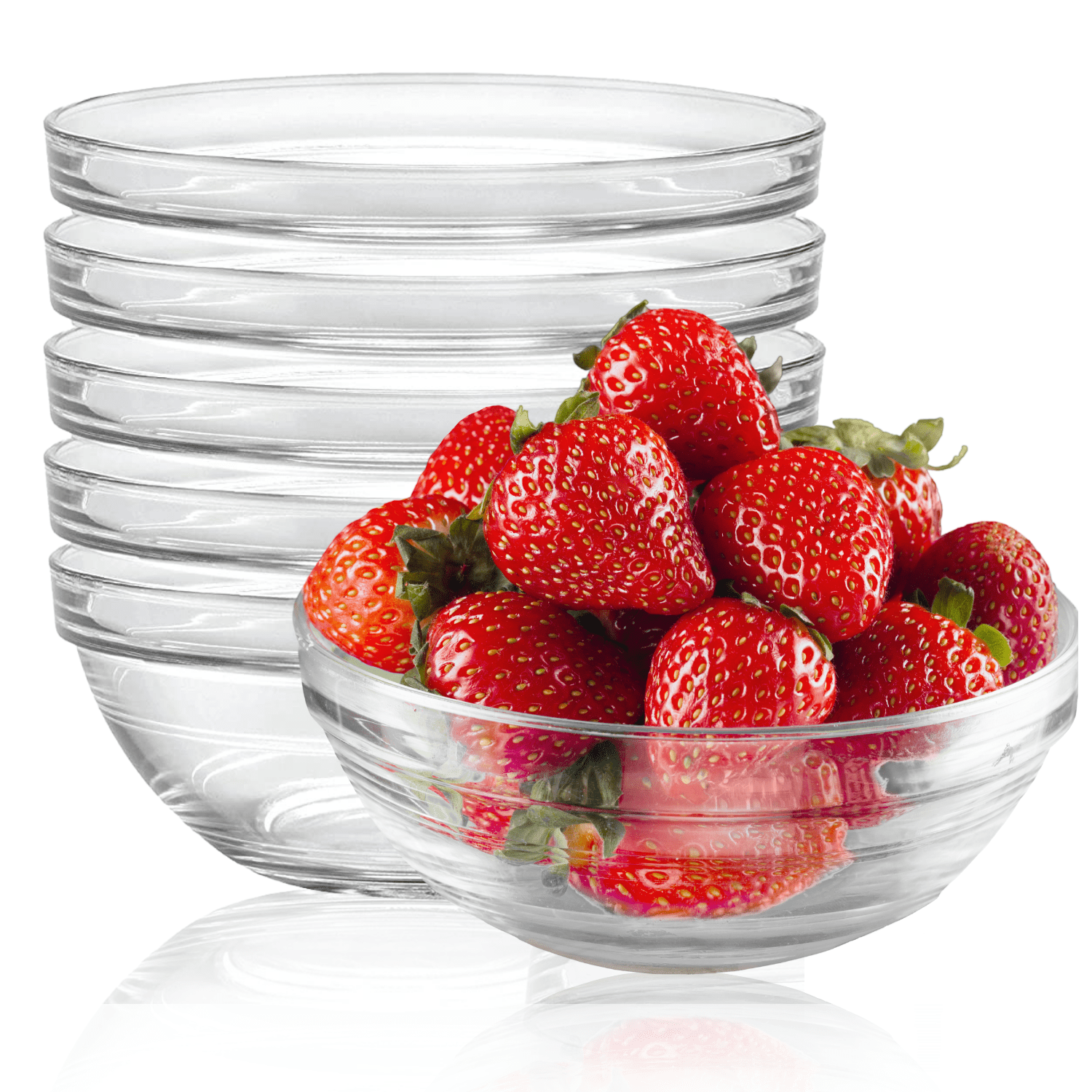 Prep Baking Dip Round 4 Glass Stackable Prep Bowls 3.5 Inch Diameter Small 