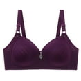 thumbnail image 1 of Virmaxy Womens Wireless Bra Plus Size Embroidered Floral Bra Gathering Breathable Thin Back Button Underwire Bra Large Size Wireless Push Up Breathable Thin Back Breasted Underwear Bra, 1 of 3