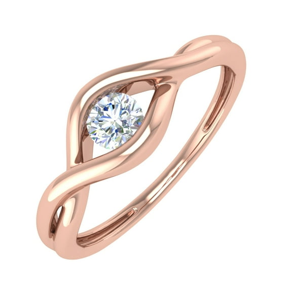 1/4 Carat Channel Set Diamond Solitaire Engagement Ring Band in 10K Rose Gold (Ring Size 5.5)