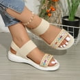 thumbnail image 4 of HomeDM Womens Flat Walking Sandals Open Toe Thick Cushion Comfy Casual Low Wedge Summer Beach Sandals, Beige Size 5.5, 4 of 9