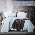 thumbnail image 2 of KASENTEX Coverlet 3-pc Mini Quilt Set - All-Season Lightweight Ultra Soft Bedding Stonewashed Blanket - Heat-pressed 2-Tone REVERSIBLE Color, TWIN + 2 Shams, Soft Sky Blue/Indigo Light, 2 of 5