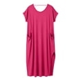 thumbnail image 5 of Neewe Robe T-Shirt Décontractée pour Femme Grande Taille à Col en V à Manches Courtes Robes Évasées Fête d'Anniversaire Été Voyage Plage avec, 5 of 5