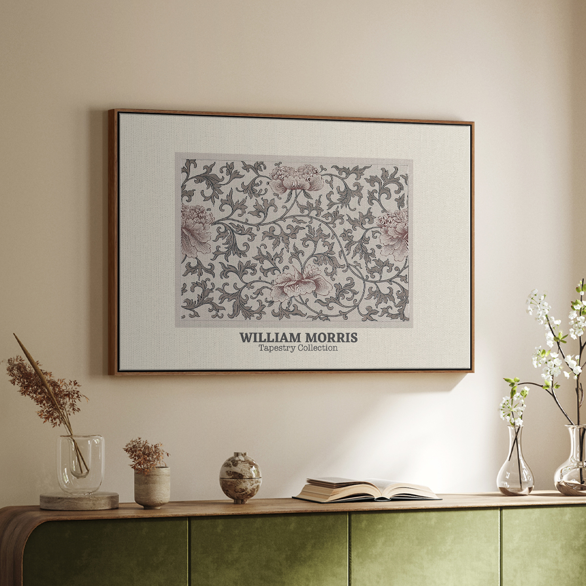 Vintage Abstract Print-XLVI Framed in Walnut Wood Gallery Wrapped Canvas 27 in. x 41 in.