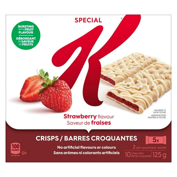 Kellogg's Special K Barres Croquantes Aux Fruits Saveur De Fraises, 125 g, 10 Barres Croquantes, 2 Par Sachet