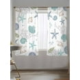 thumbnail image 5 of Summer Beach Sheer Curtains 2 Panels Set, Nautical Starfish Coral Shell Window Sheer Curtains for Living Room/Bedroom, Teal Ocean Light Filtering Rod Pocket Voile Drapes, 52" W x 63" L, 5 of 7