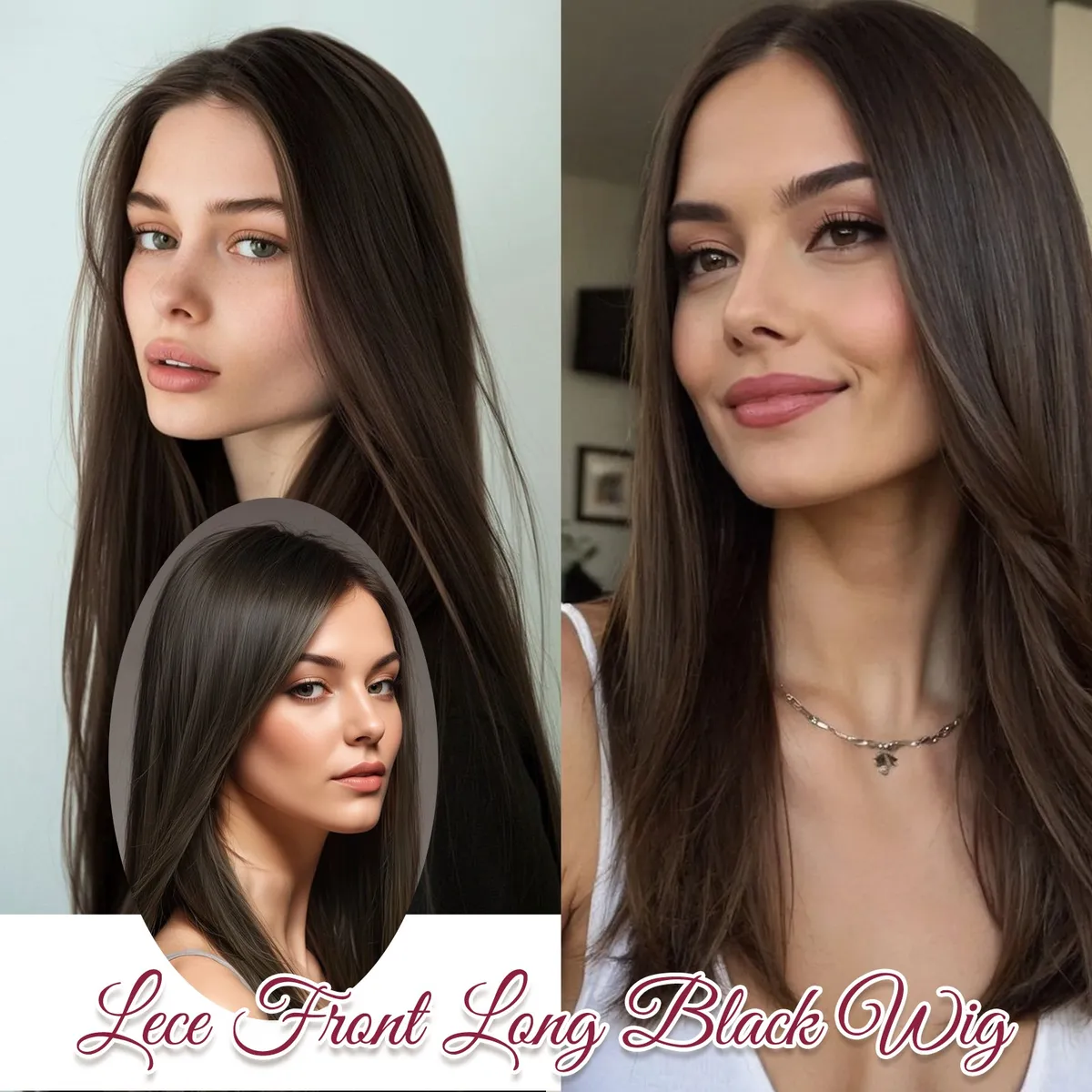 Creamily 30 Inch Brown Synthetic Lace Front Wigs 13x3 Chocolate Brown Wig Long Straight Heat Resistant Fiber Hair Synthetic Wig for Women for Daily Party Use