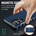 thumbnail image 5 of Allytech Magnetic Case for Samsung Galaxy S22 Ultra, Support Wireless Charging, Card Slot & Kickstand, [Comfortable Touch] Luxury PU Leather Anti-Fingerprint Shockproof Oil-Proof Flip Case - Blue, 5 of 7