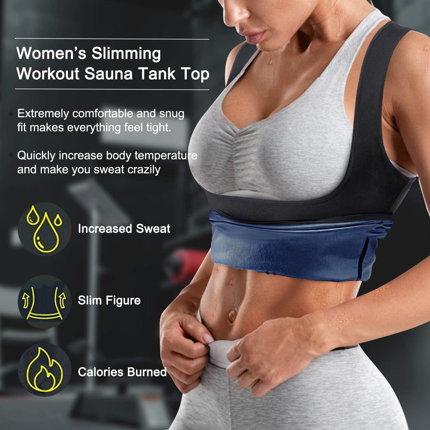 Junlan Sweat Sauna Suit for Women Workout Tank Tops Heat Trapping Vest Slimming Polymer Sauna Vest 