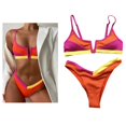 thumbnail image 4 of Traje de baño de 2 piezas para mujer, traje de baño de corte alto, conjuntos de triangur, traje de baño de retazos de color, ropa S Macarena Traje de bikini de mujer, 4 of 8
