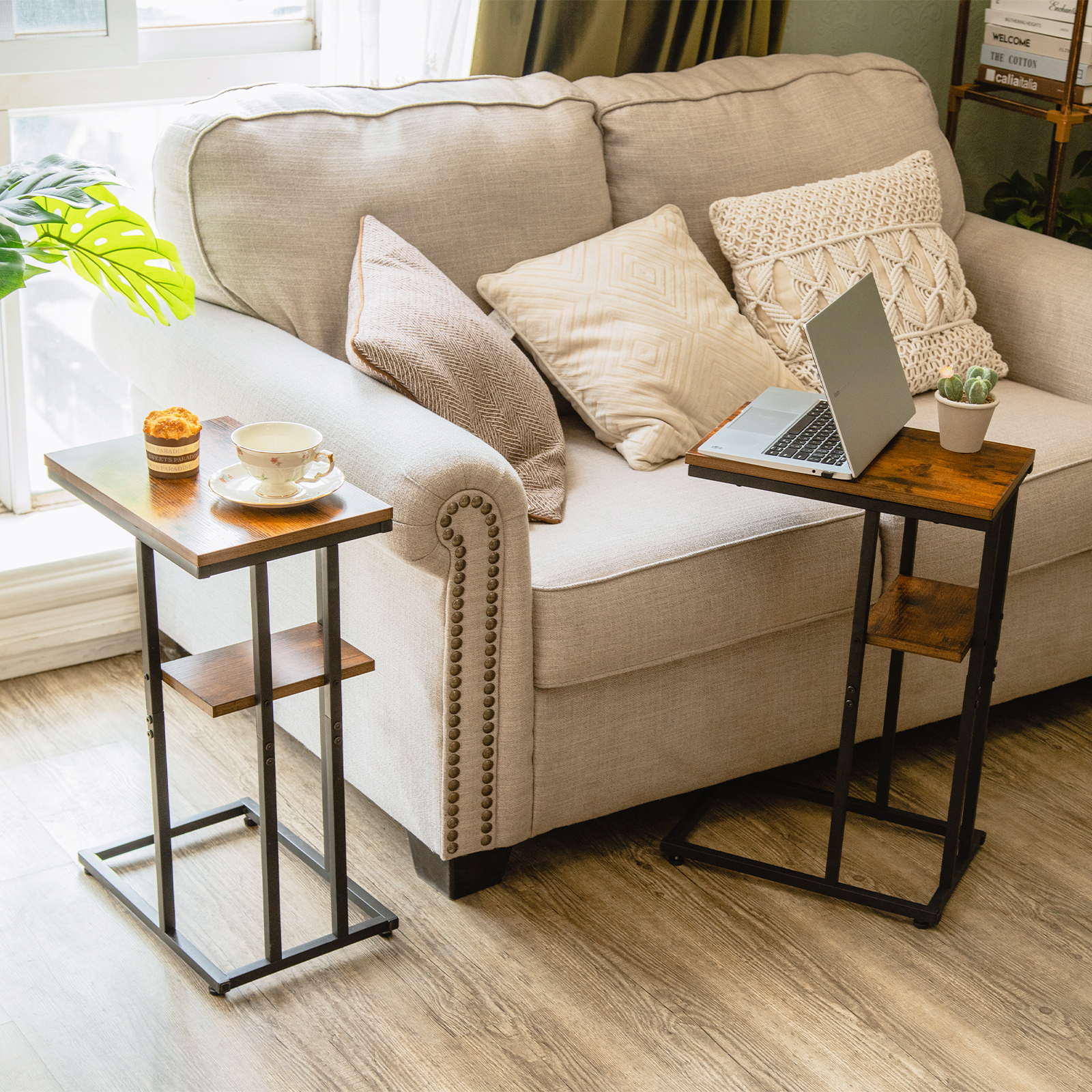 Yoobure C-Shaped Side Table, Rustic Brown photo 8