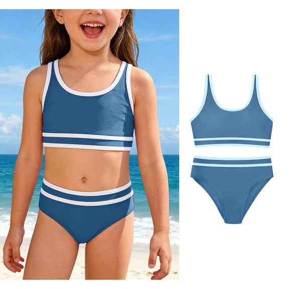 Girls Swimsuits Two Piece Adjustable Straps Bikini for Girls with Removable Cups Comfortable Soft Swimwear for Girls