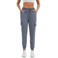 thumbnail image 4 of Hanerdun Cargo Joggers for Women Pockets Soft Workout Ankle Pants Bottoms Drawstring Elastic Waist Activewear M, 4 of 9