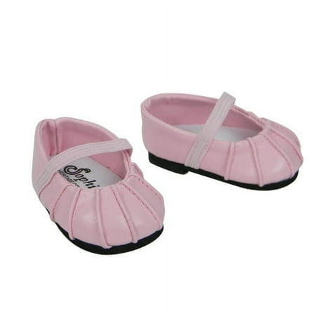 

Sophia s Faux Leather Pleated Dress Shoes with Elastic Straps for 15 Inch Baby Dolls Light Pink