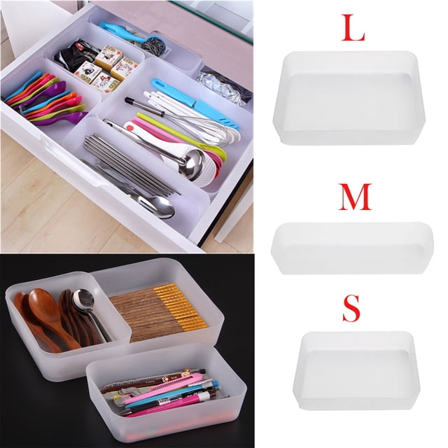 Fiudx Divisor de Cocina para El Hogar, Organizador de Cajones de Plástico, Resistente y Duradero, con Múltiples Compartimentos, Mantiene El Orden, Ideal para Vajilla y Papelería, Fácil de Instalar, 2