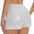 thumbnail image 6 of Xmarks Women High Waisted Sequin Shorts Elastic Waist Sequin Party Dancing Straight Leg Shorts, 6 of 8