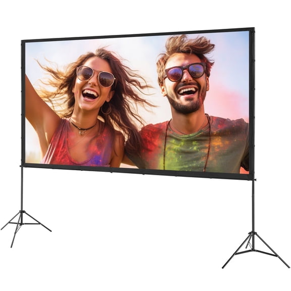 120 inch 16:9 Projector Screen with Stand, 4K/1080P HD Wrinkle-Free Portable Outdoor Movie Screen with Tripod & Carry Bag, for Home Theater Backyard Cinema Night