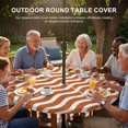 thumbnail image 3 of Round Outdoor Tablecloth with Umbrella Hole and Zipper, Orange White Tablecloth with Elastic Waterproof, Modern Abstract Waves Water Ripple Striped Patio Table Covers for 45" - 54" Pool Tables, 3 of 9
