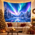thumbnail image 3 of Northern Lights Above Snowy Mountains and Reflective River, Dreamy Digital Art for Nature Lovers, Aurora Decor, Christmas Gift Tapestry Wall Hanging for Bedroom and Dorm, 3 of 7
