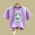 thumbnail image 6 of Avrnliq Girls' Purple Cartoon Graphic 100% Cotton Crewneck Short Sleeve Tee, Soft Breathable Machine Washable Durable Casual T-Shirt for Kids & Big Girls Ages 2-13 Years,Size 3-4 T, 6 of 6