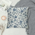 thumbnail image 2 of RUIYC Doylestown Blue Floral Euro Sham,Blue &amp; Cream Flower Print, , Pillow Cover w/Ruffles, Bedroom Decor, 2 of 5