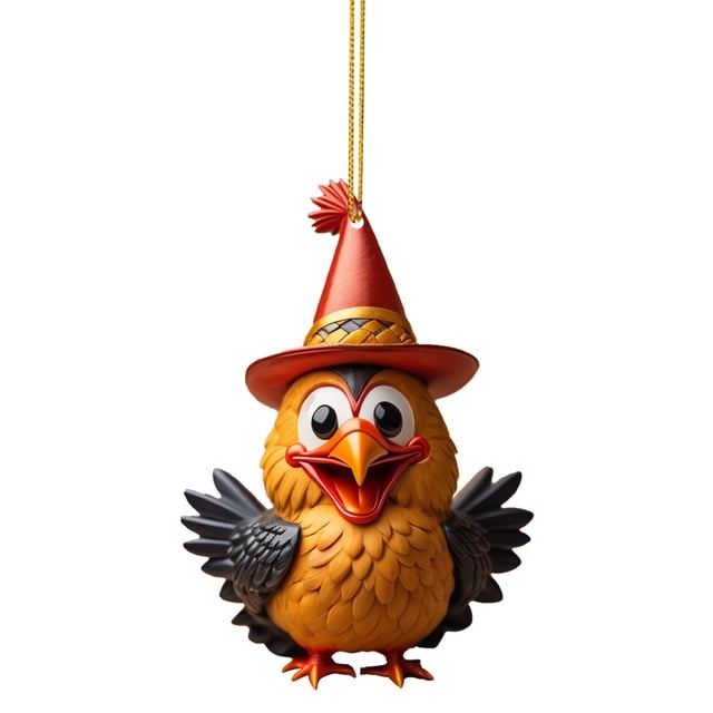 Fiudx Decoraciones navideñas para interiores Lindo colgante de gallo para coche, adorno para árbol de Navidad, decoración del hogar, 1 pieza