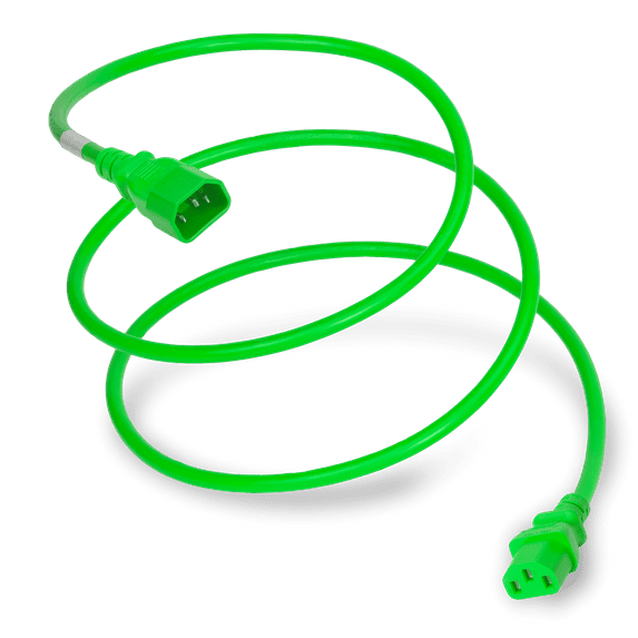 World Cord Sets 10 Foot IEC 60320 C14 to C13 PDU Style Heavy Duty 15 Amp Power Cable (Green)