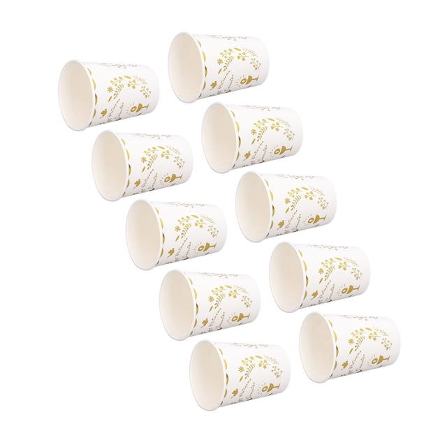 Vaso de papel para agua, 10 vasos de papel de 250 ml, mini vasos desechables construidos para durar
