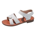 thumbnail image 5 of Girls Sandals Open Toe Summer Strappy Flat Dress Shoes Casual Lightweight Outdoor Beach Shoes White 3 Big Kid, 5 of 5