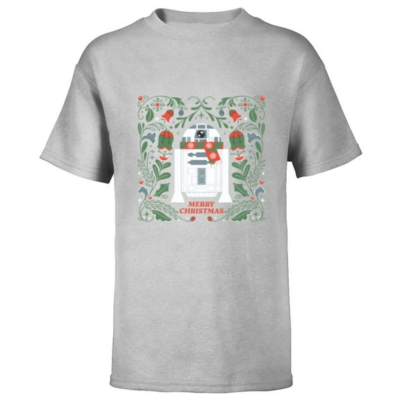 Star Wars R2D2 Merry Christmas - Short Sleeve T-Shirt for Kids - Customized-Athletic Heather