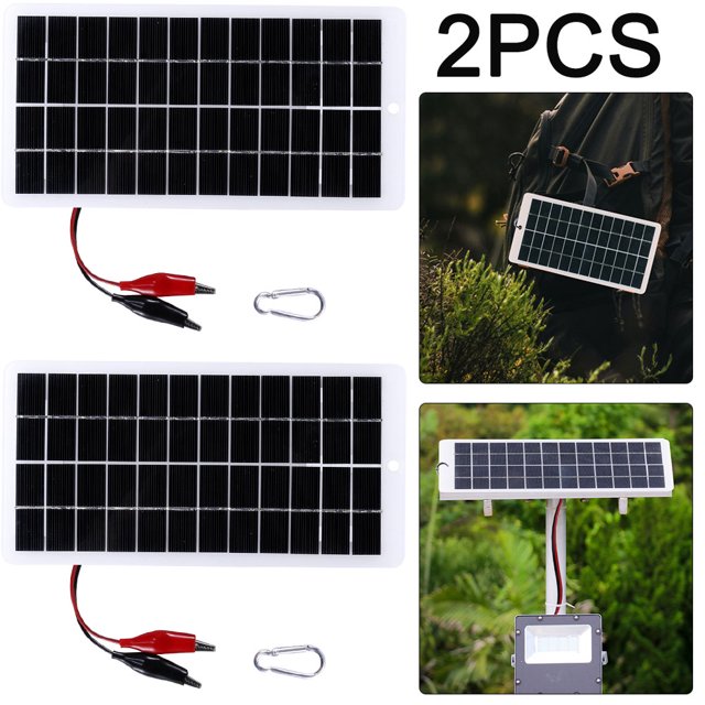 Panel solar silicio policristalino Clase A 10W 12V Tablero carga laminado Cargador solar emergencia portátil para exteriores respetuoso con el ambiente con clip Batería recargable 9-12V