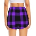 thumbnail image 3 of Picia Purple Buffalo Plaid Pattern Women's 2 in 1 Athletic Running Shorts High Waisted Workout Casual Gym Sweat Shorts with Comfy Liner Zipper Pockets-Large, 3 of 9