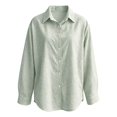 thumbnail image 4 of Sillenn Women's Plaid Button Down Collared Shirt Long Sleeve Gingham Checkered Blouse Dressy Casual Work Office Tunic Shirts Lightweight Loose Fit Boyfriend Tops Fall Going Out Outfits Light Green L, 4 of 4