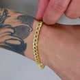 thumbnail image 3 of Nuragold 14k Real Yellow Gold Cuban Curb Link 6.5mm Diamond Cut Pave Chain Bracelet (7"-9") Two Tone Italian Jewelry for Men, 3 of 7
